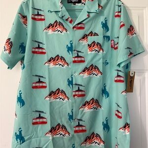 Men's Light Blue Western Print Shirt